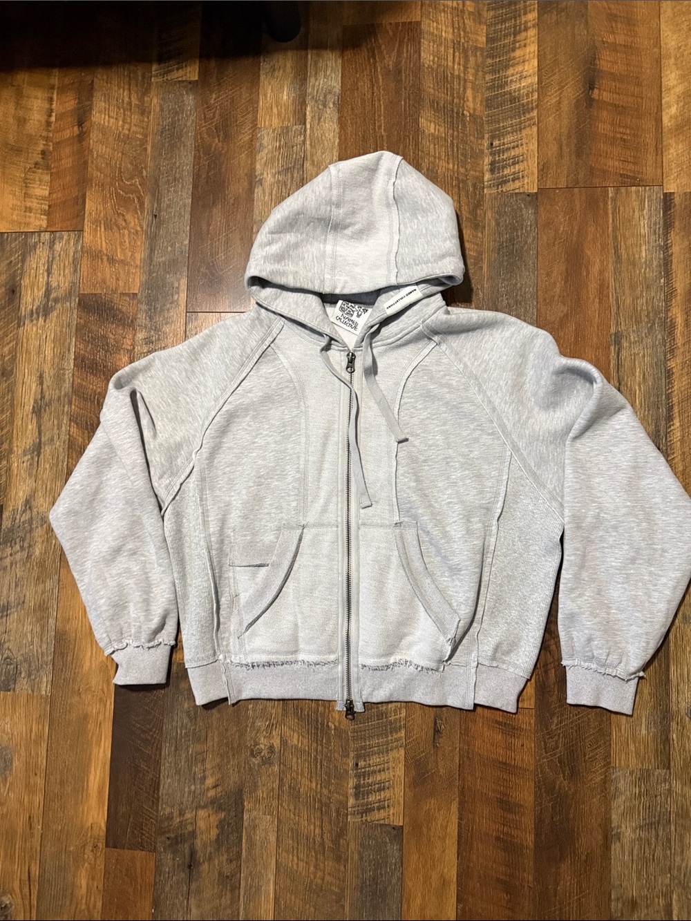 Named Collective Deconstruct Hoodie Full Zip Sweatshirt small / medium Gray